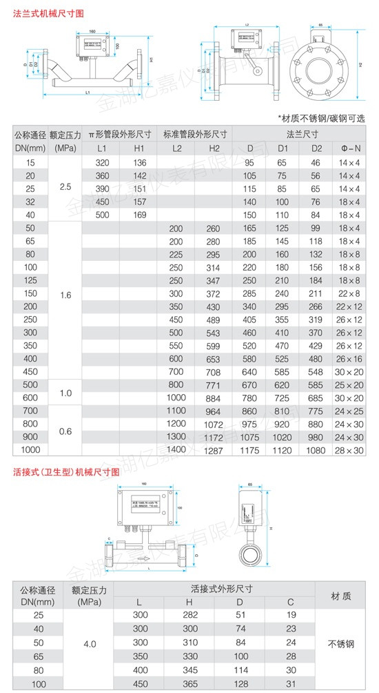 超聲波流量計尺寸圖